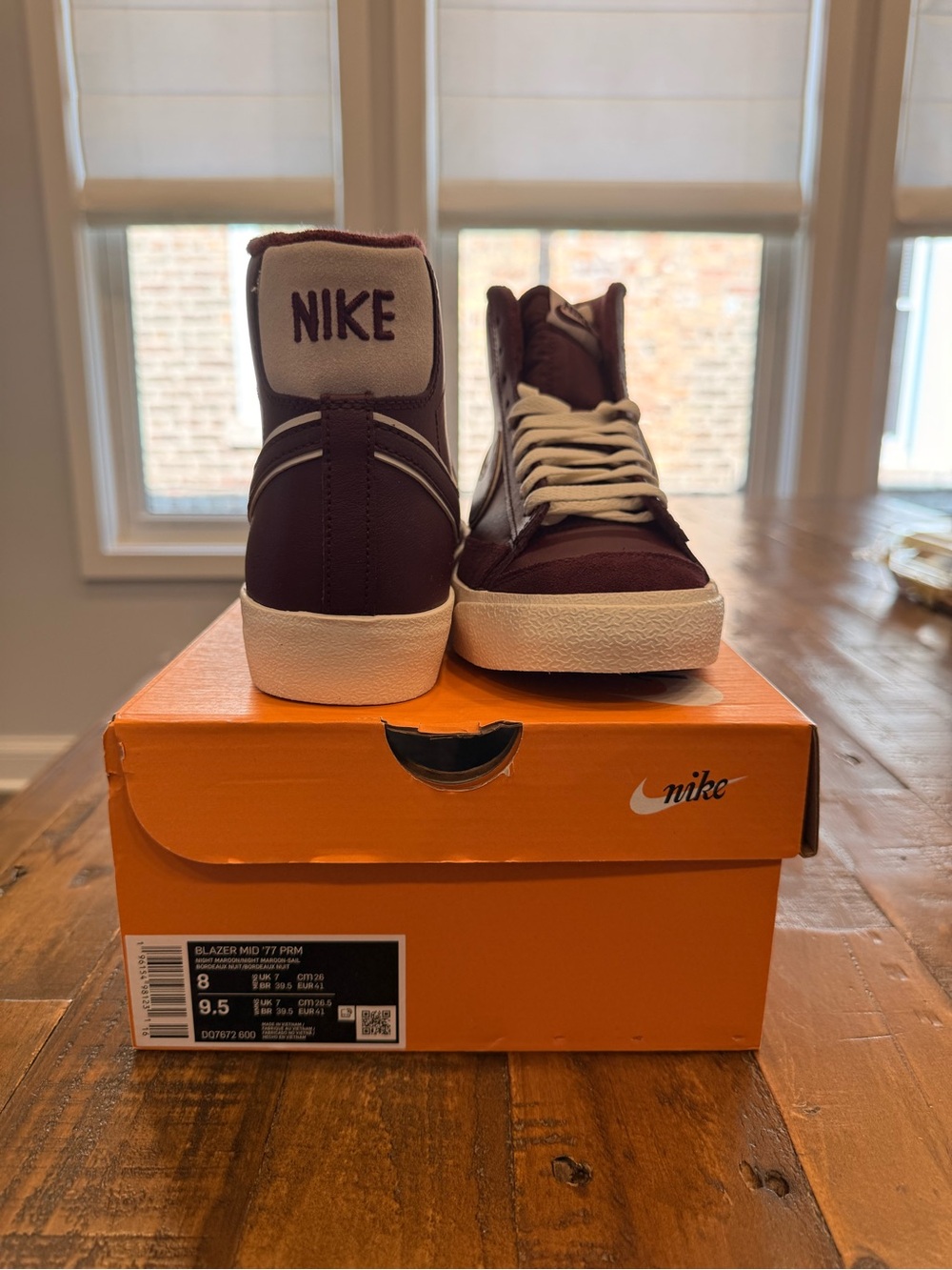 Nike Blazer Mid Sneakers in Maroon and White